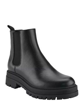 Marc Fisher Black Leather Chelsea Lug Bootie